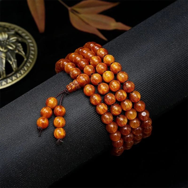 108 Beads Golden Sea Willow Mala Prosperity Necklace Bracelet