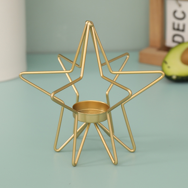 New Nordic Style Geometric Iron Candlestick Light Luxury Gold Candlestick
