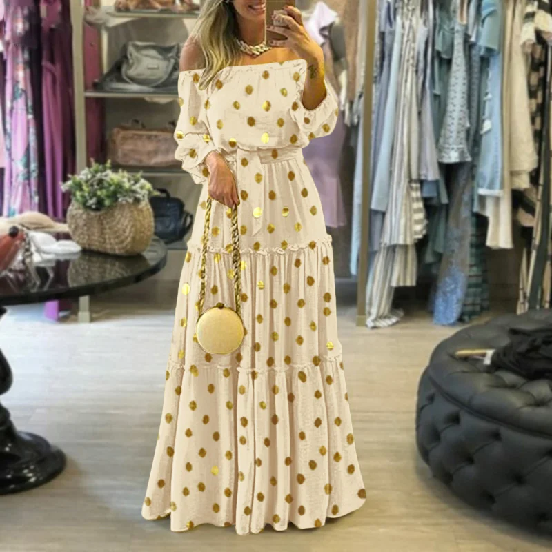 Bohemian Polka Dots Printed Maxi Dress