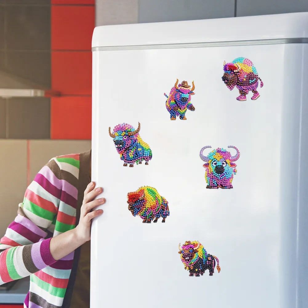 6Pcs Diamond Painting Refrigerator Magnets Diamond Art Kits for Adults (E)