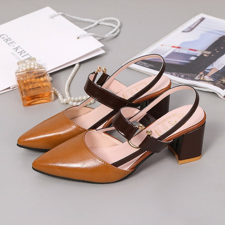 2022 Sandals Women's Summer New Pointy Chunky Sandals Large Size Women's Fashion Woman Shoes Sandals Women 2020 - Shop Trendy Women's Fashion | TeeYours