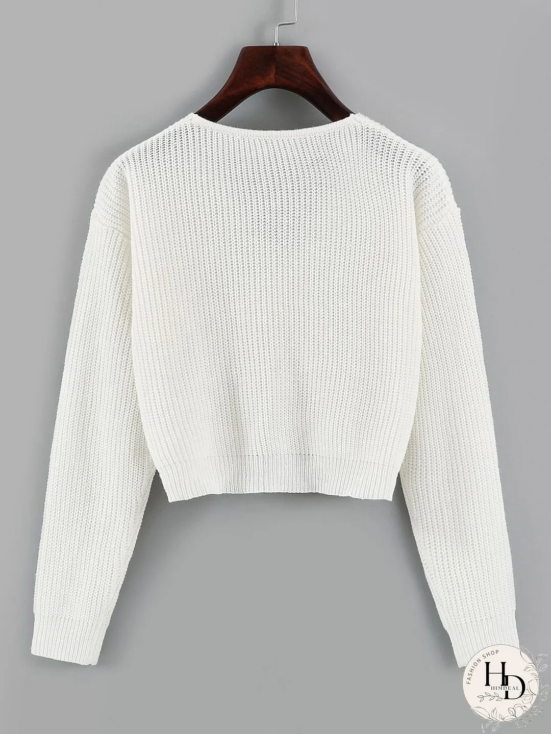 Drawstring Front Drop Shoulder Sweater