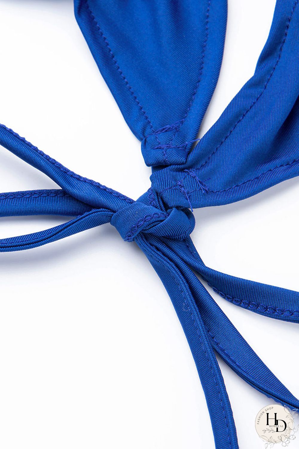 Blue Sexy Print Split Joint Frenulum V Neck Long Sleeve Two Pieces