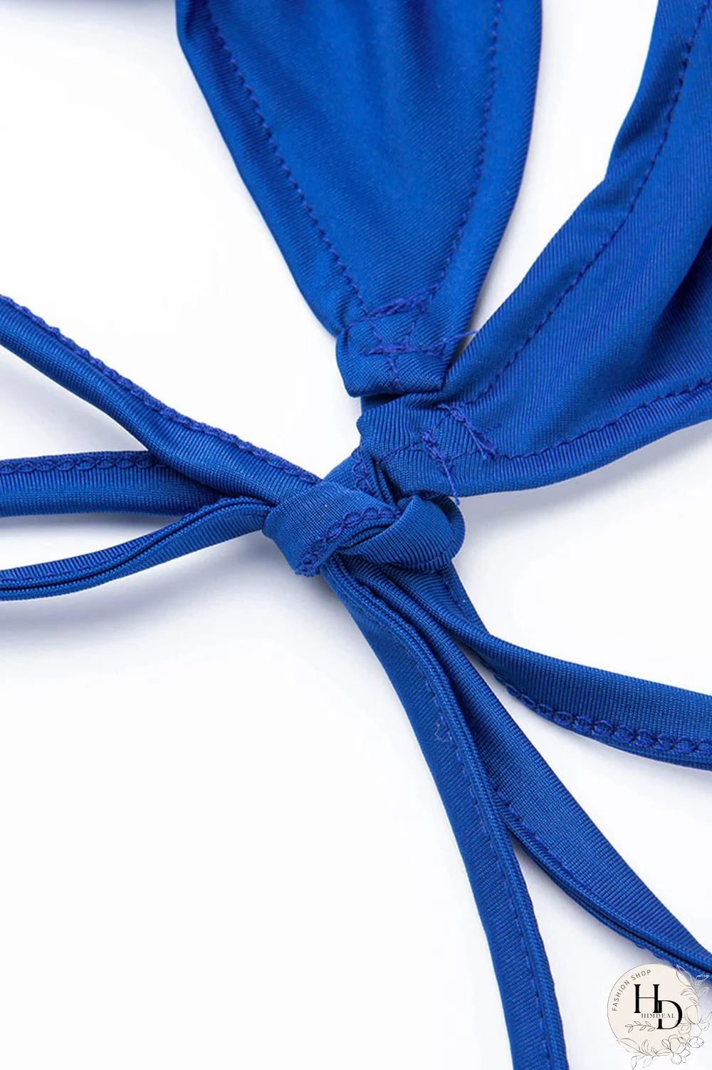 Blue Sexy Print Split Joint Frenulum V Neck Long Sleeve Two Pieces