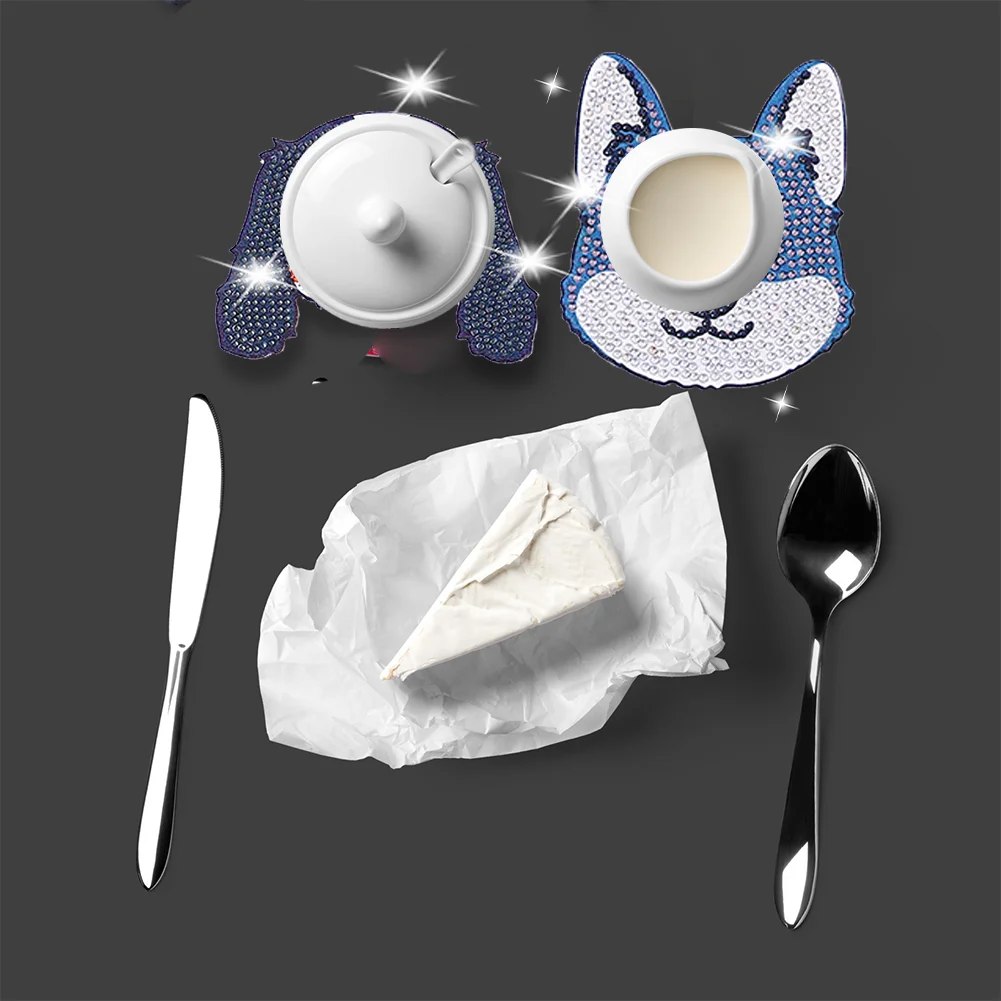 8pcs Dog DIY Anti Slip Coasters Stackable Creative for Tabletop Protection