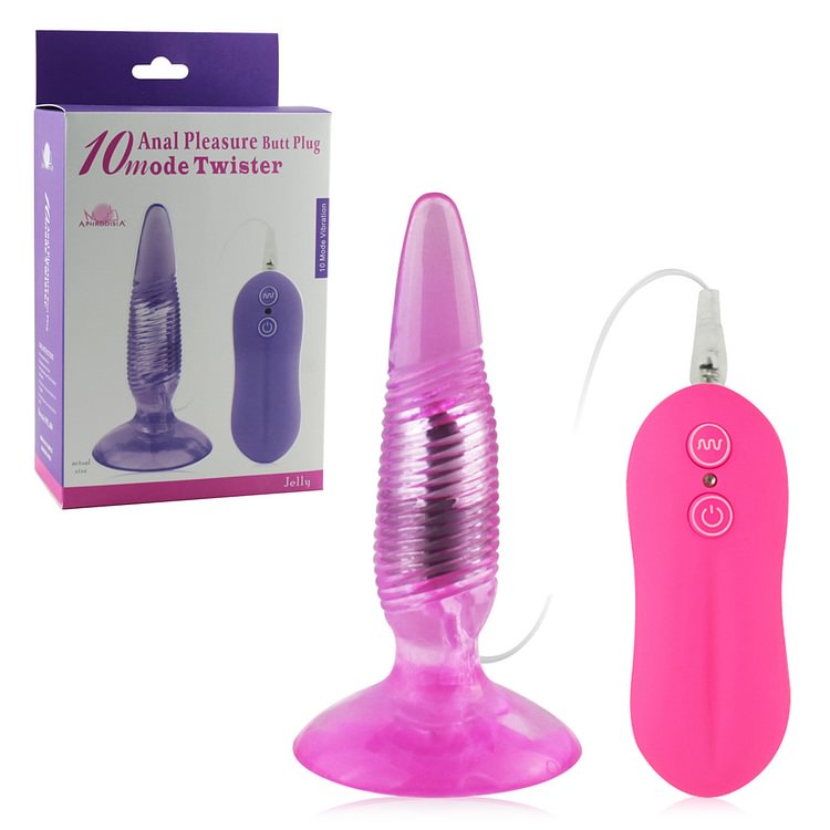 10 Frequency Screw Vibrating Anal Plug With Suction Cup 
