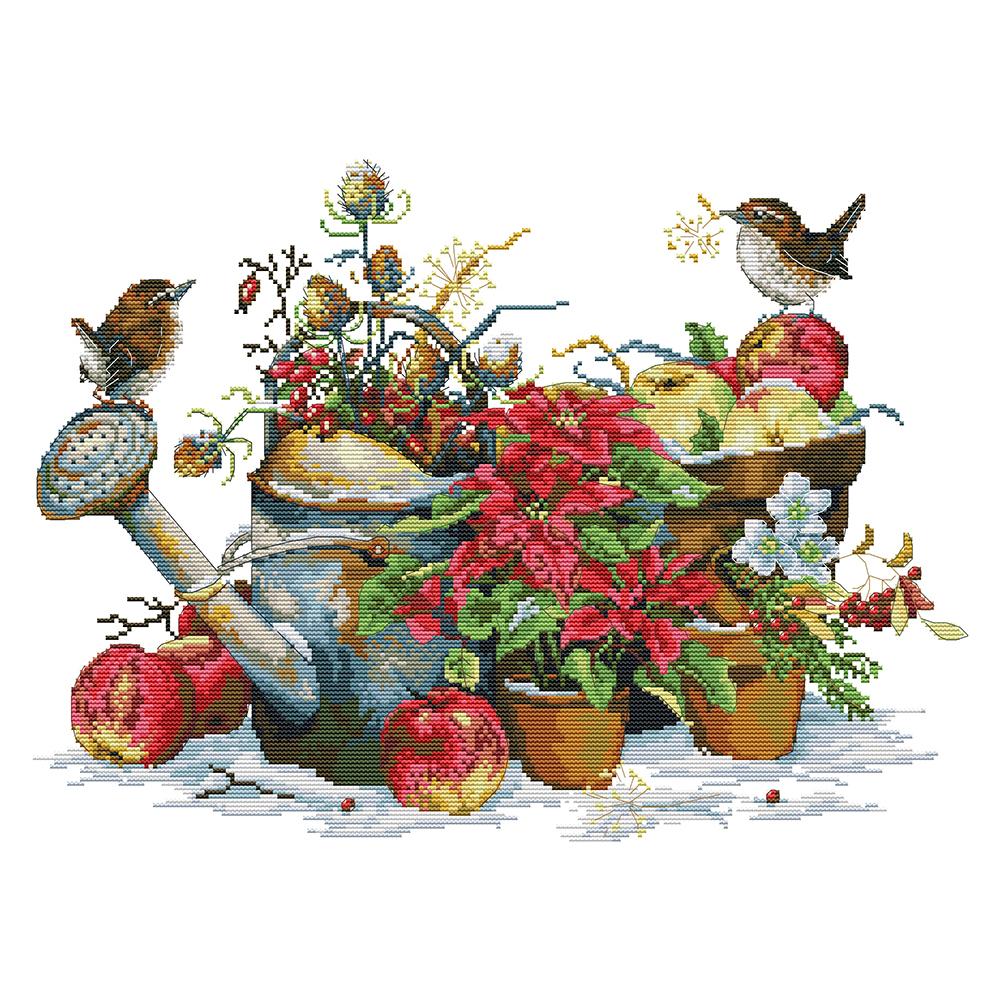 

Flower Pot And Bird - 14CT Stamped Cross Stitch - 48*36cm, 501 Original