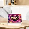 Fleurs 2027 ensemble de calendrier de peinture en diamant en papier DIY avec perceuse sp&eacute;ciale en forme de kit de calendrier mensuel &agrave; table flip fait main pour les adultes pour d&eacute;butants d&eacute;coration de bureau &agrave; domicile