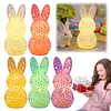 Easter Bunny Night Light 3D Printed LED Cute Rabbit Lamp Lighted Hollow Out Bunny Figurine Easter Gifts Kawaii Room Decor (5PCS)
