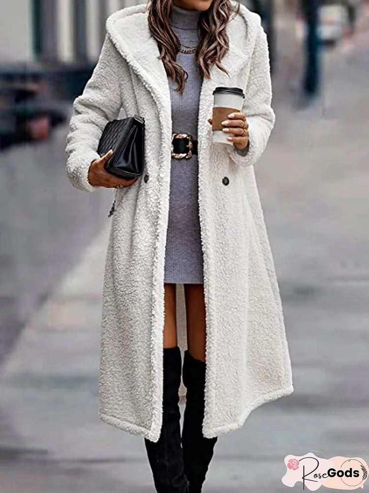 Plain Casual Loose Hoodie Overcoat