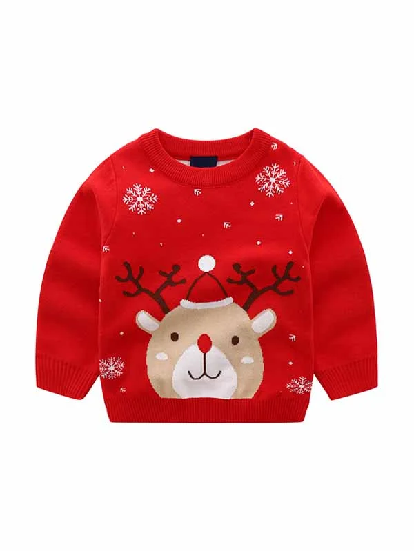 Boys Girls Christmas Sweater Kids Reindeer Outfit-elleschic