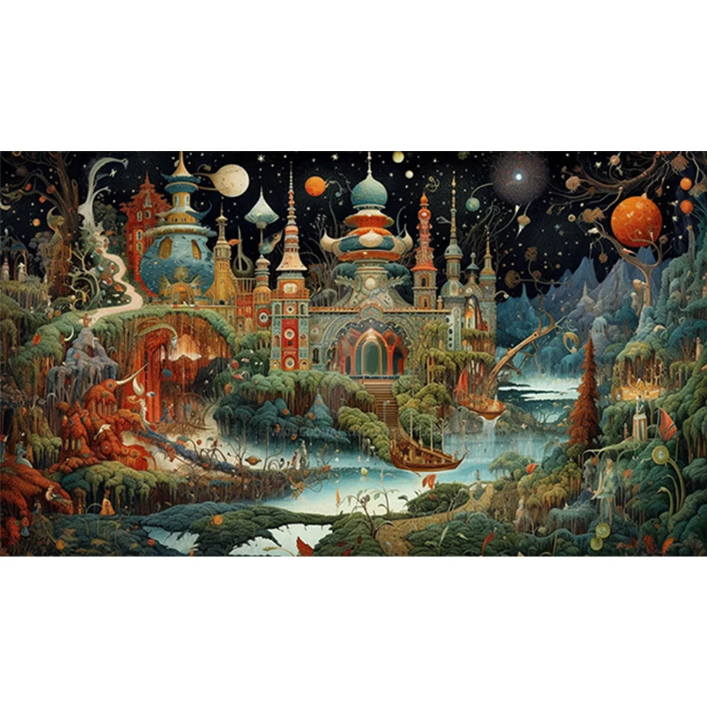 Partial AB Diamond Painting - Full Round Drill - Castle(Canvas|45*75cm)