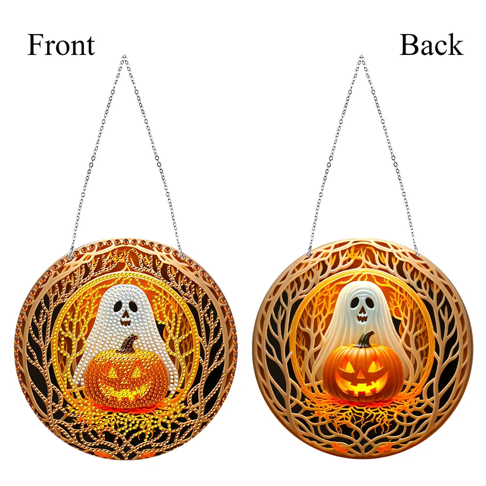 DIY Pumpkin Crystal Diamond Pendant Single-sided 5D Round for Home Garden