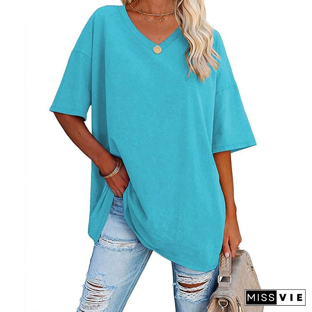 XS-8XL Spring Summer Tops Plus Size Fashion Clothes Womens Casual Short Sleeve Tee Shirts
