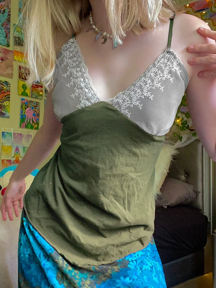 Rapcopter Lace Floral y2k Crop Top Cute Vintage Strap Corset Top Grunge Fairycore Party Mini Vest Women Party Chic Sweats Cloth