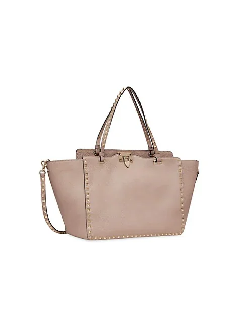 Valentino Garavani Medium Grainy Calfskin Rockstud Bag POUDRE