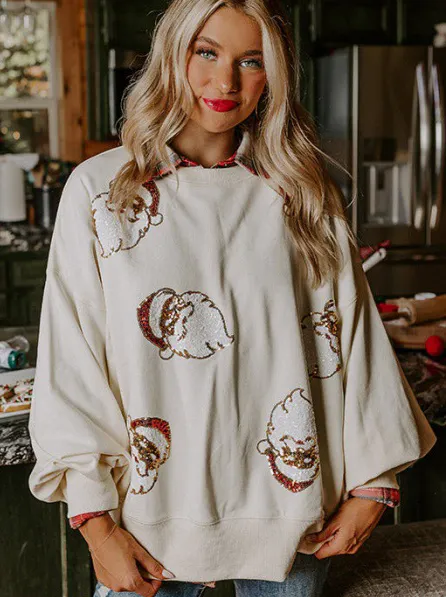 Christmas Women Fall and Winter Sequin Casual Top