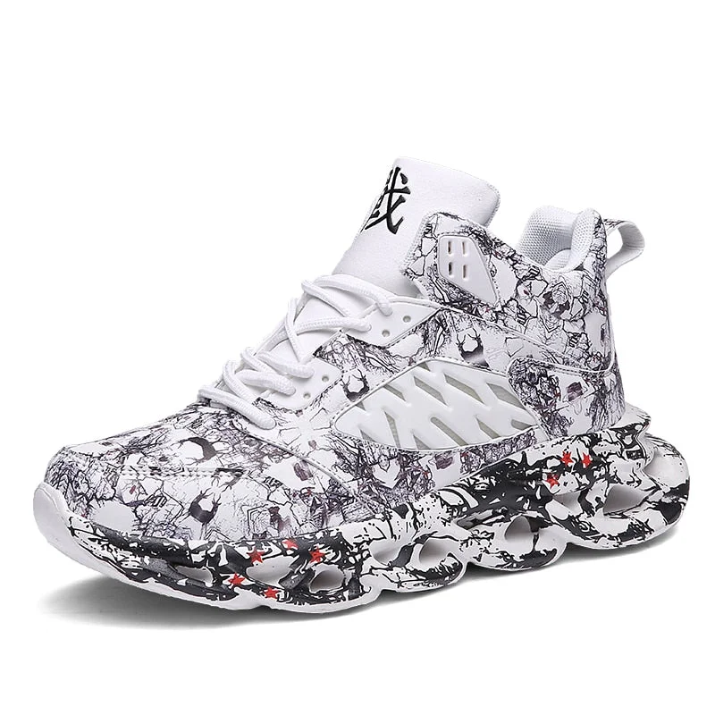 Sneakers Men Graffiti Print Breathable Running Sports Shoes Thick Sole Heighten Street Fashion Shoes Size 46 Tenis Masculino