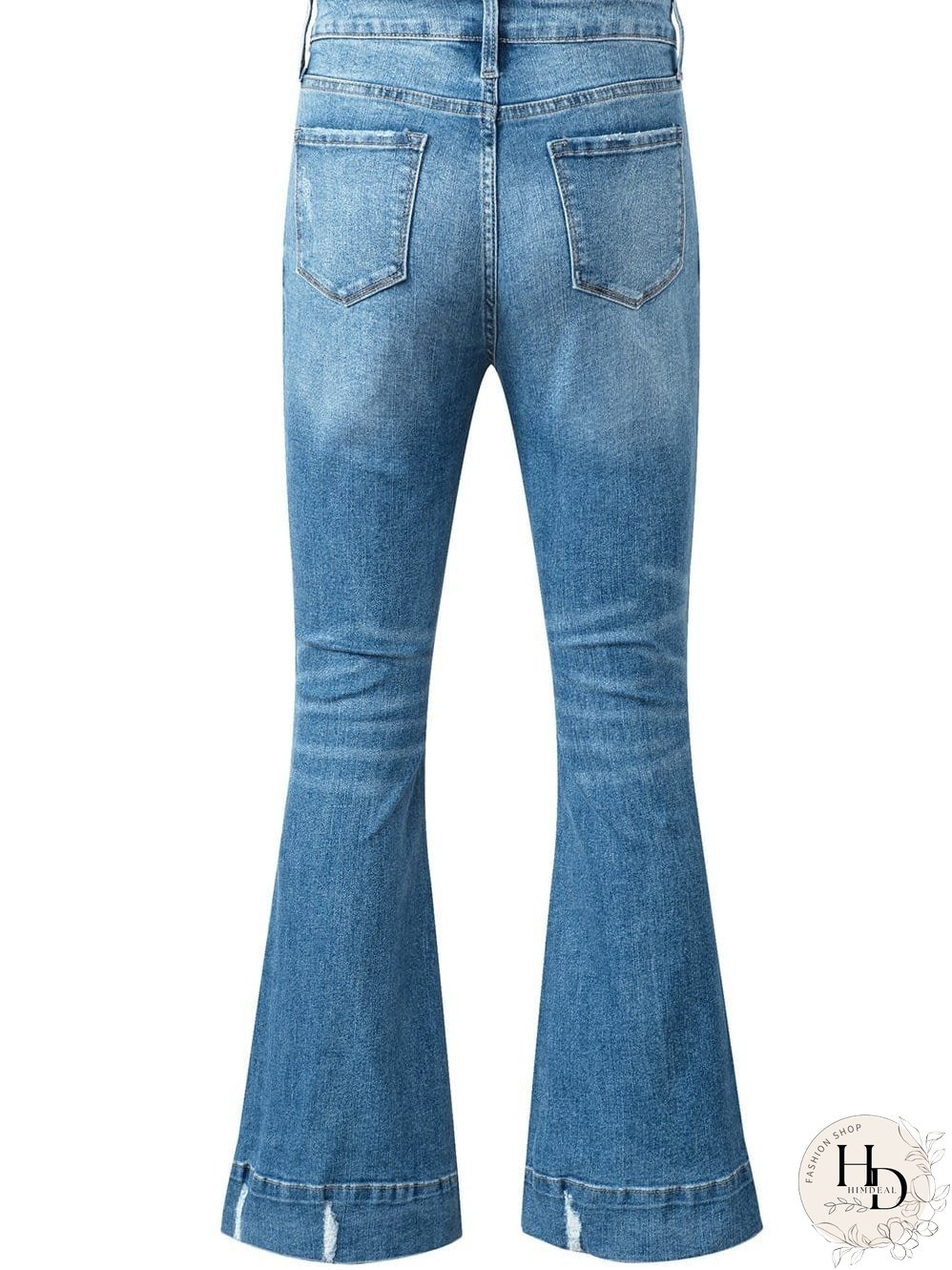 Vintage Embroidered Patchwork Bootcut Button Side Split Denim Jeans