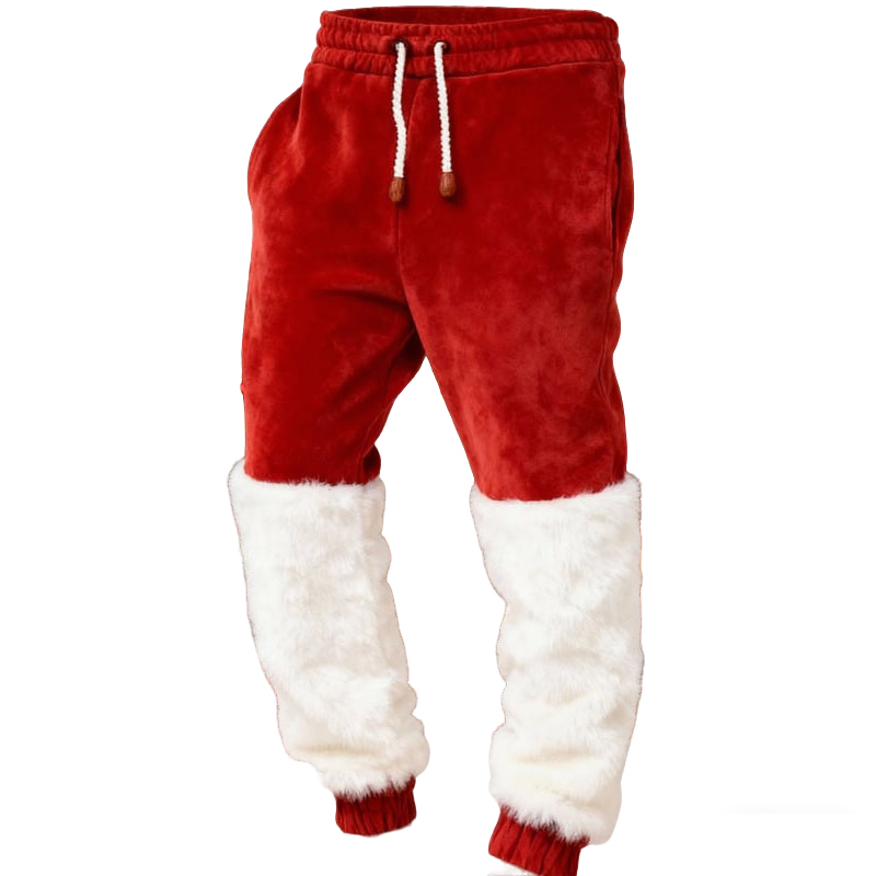 Men's Casual Plush Colorblock Pants