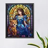 Diamond Painting -DIY Round Partial AB Drill Lion and Beauty（45x55cm）