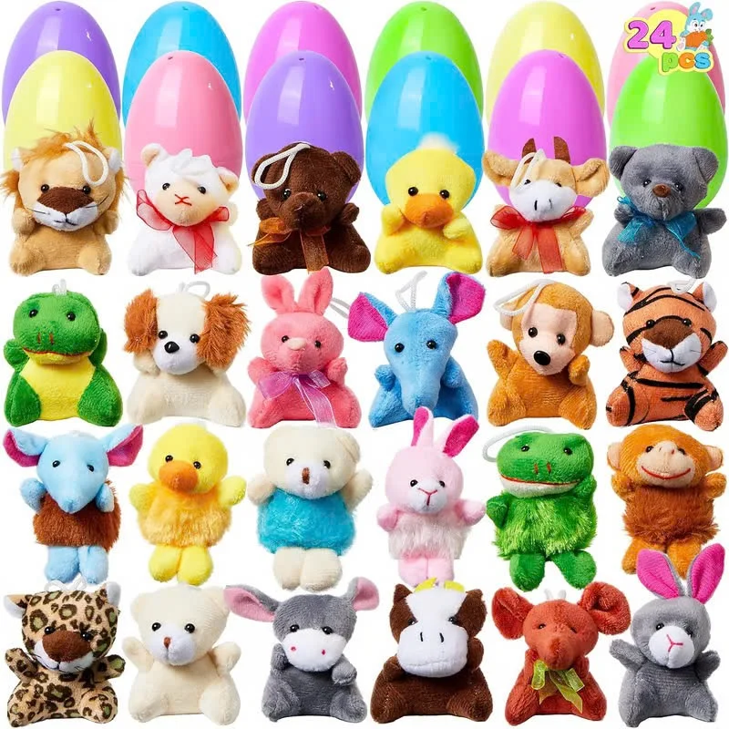 12/24/36 Pcs Prefilled Easter Eggs. Filled with Plush Animal Toys