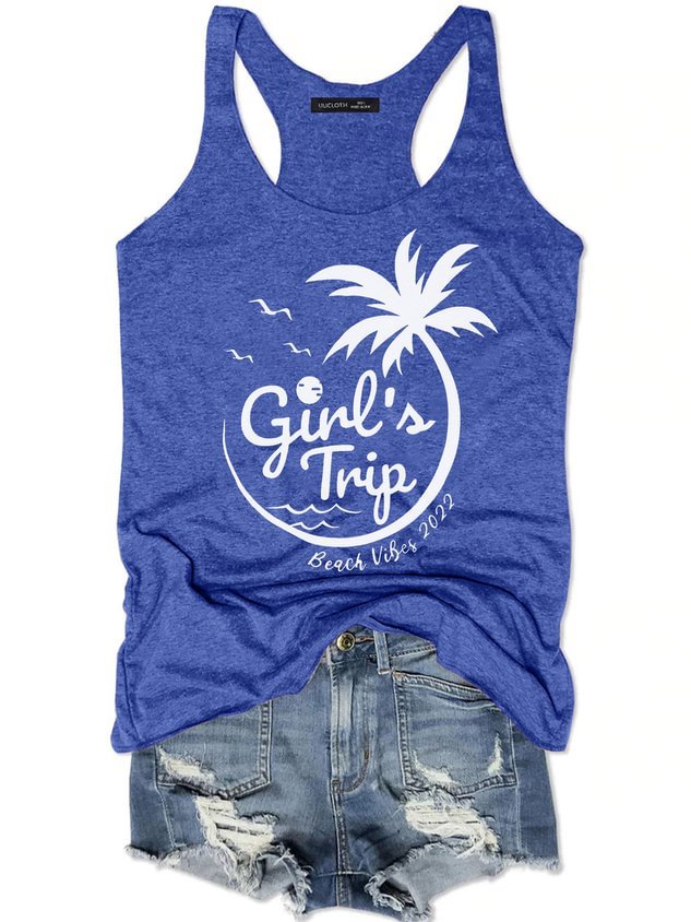 Girls Trip Beach Vibes 2022 Vacation Letter Printed Knit