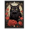 (Big Size)Black Cat And Rose - 11CT Stamped Cross Stitch - 40*60cm