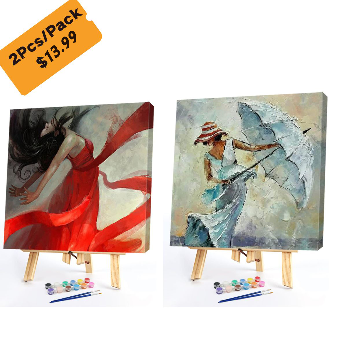 (2Pcs)GirlPaint by Numbers Acrylic Painting 20*20cm