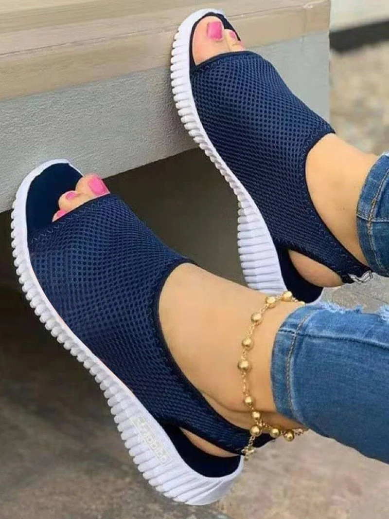 Women Summer Shoes 2022 Mesh Fish Platform Sandals Women's Closed Toe Wedge Sandals Ladies Light Casual Shoes Zapatillas Muje