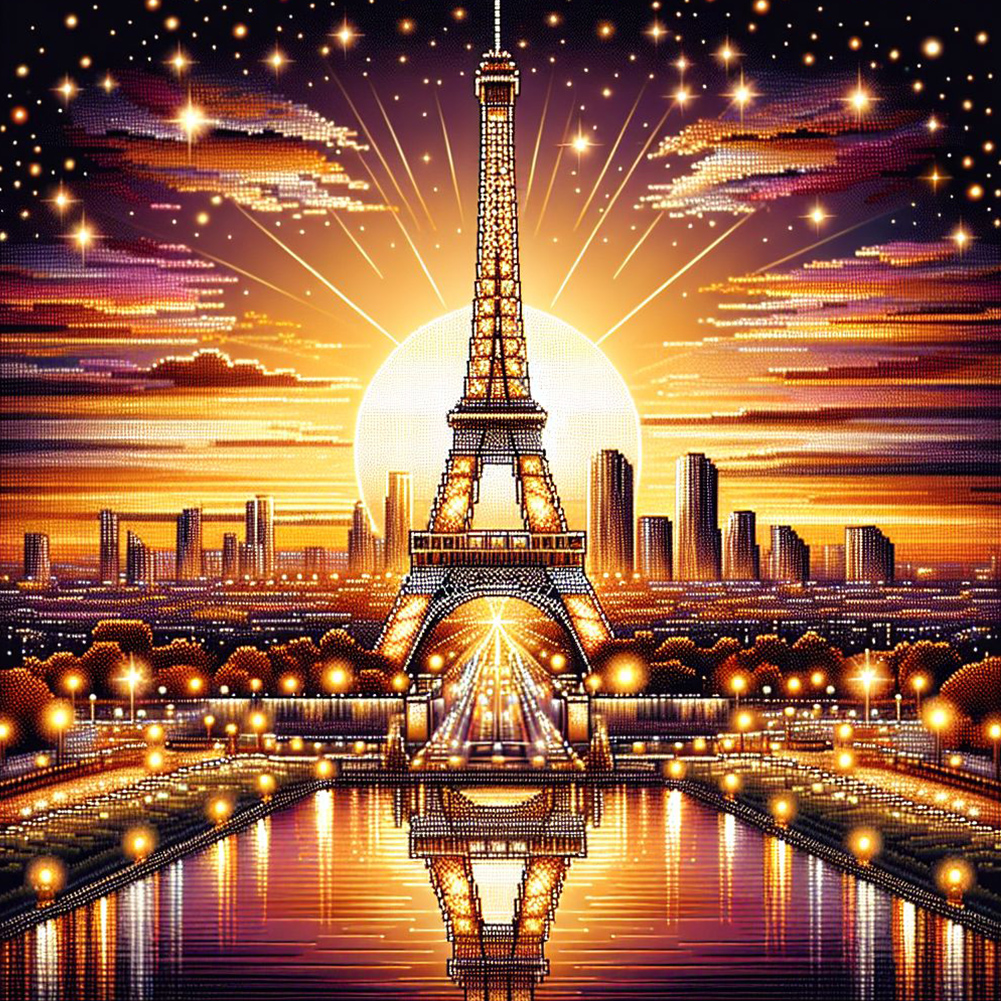 Eiffel Tower At Dusk 40*40cm(canvas) full round drill diamond painting