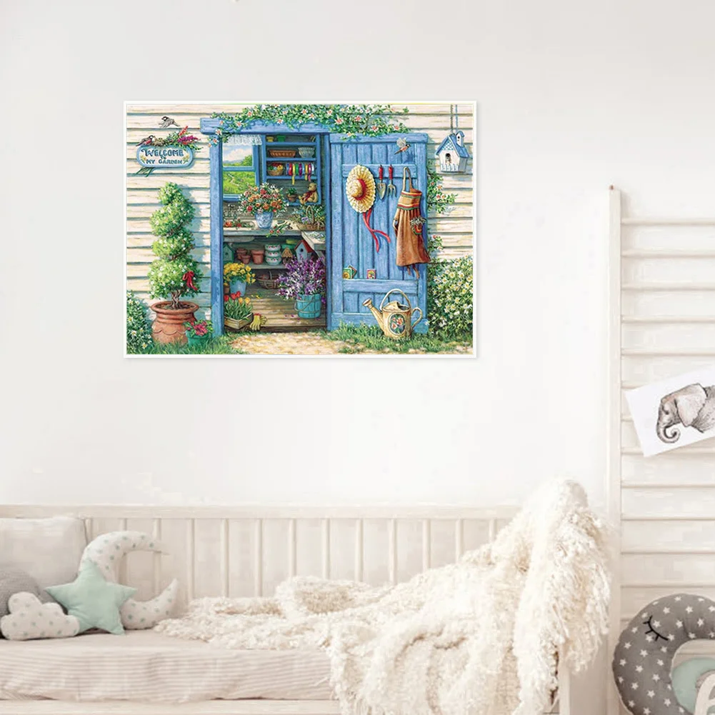 14CT Full Stamped Cross Stitch - Flower House(Canvas|40*50CM)