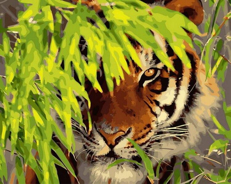 

Tiger Hiding in leaves – Paint By Numbers - 40*50CM, 501 Original