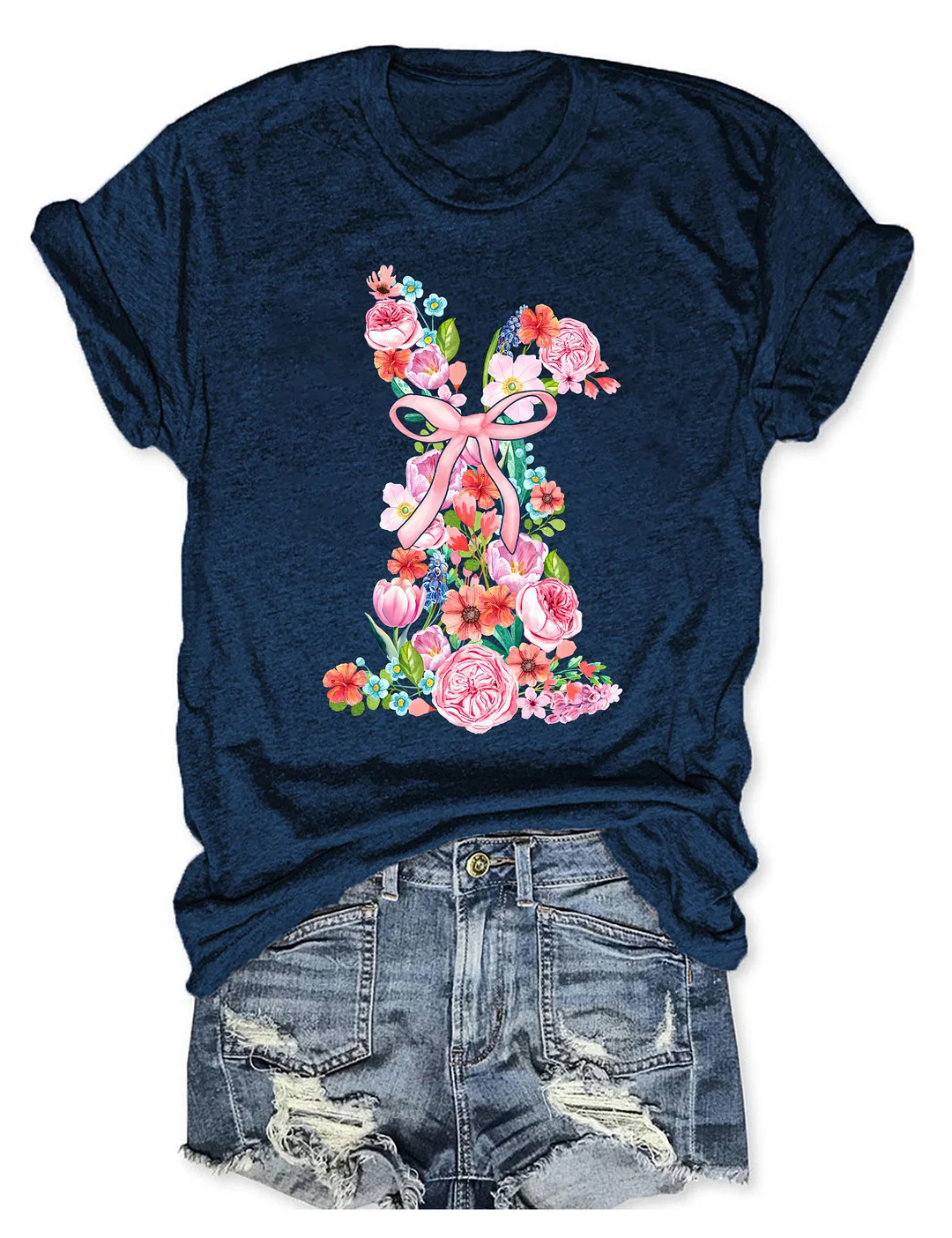 Watercolor Floral Easter Bunny T-shirt