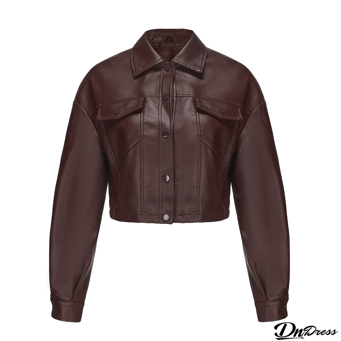 Women Loose Casual Long-sleeved Single-breasted Turndown Collar Crop Jacket