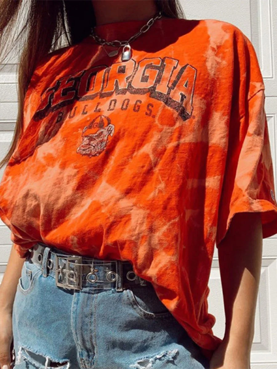 Daisy/Sun Printed Tie Dye T-shirt