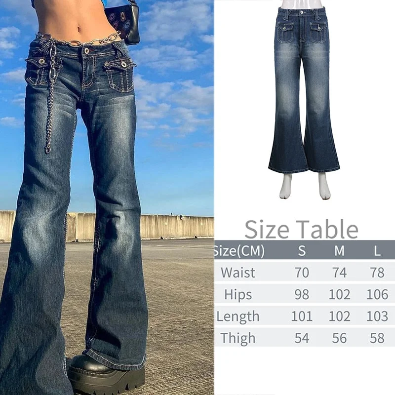 Tawnie Printed Baggy Y2K Jeans Women's Low Waist jeans 2022 Autumn Winter Oversize Wide Leg Baggy Pants Casual Cargo Trousers