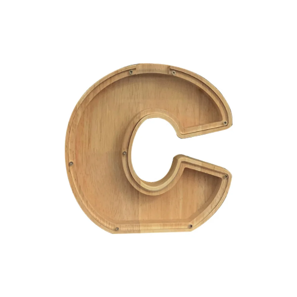 Purexcellent&trade; Wooden creative English letters transparent money jar