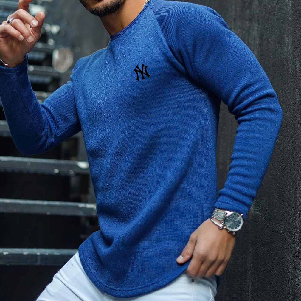 Casual Solid Color Round Neck Long Sleeve T-shirt
