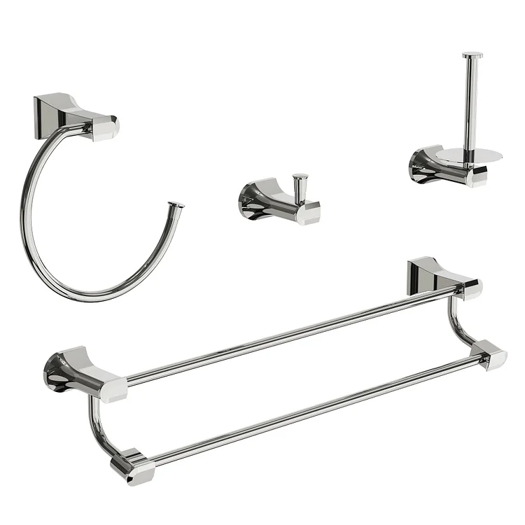 EVERSTEIN Modern 4-Piece Bathroom Hardware Set Polished Chrome