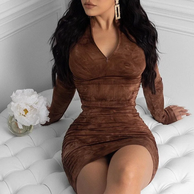 Yvlvol sexy women summer spring bodycorn dress 2021 new long sleeve sexy party dresses Vestidos plus size