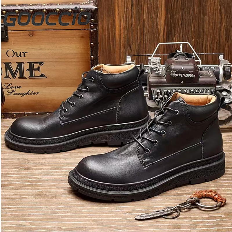 DT190 Retro-Style  Cowhide Martin Boots For Men GOOCCIO   