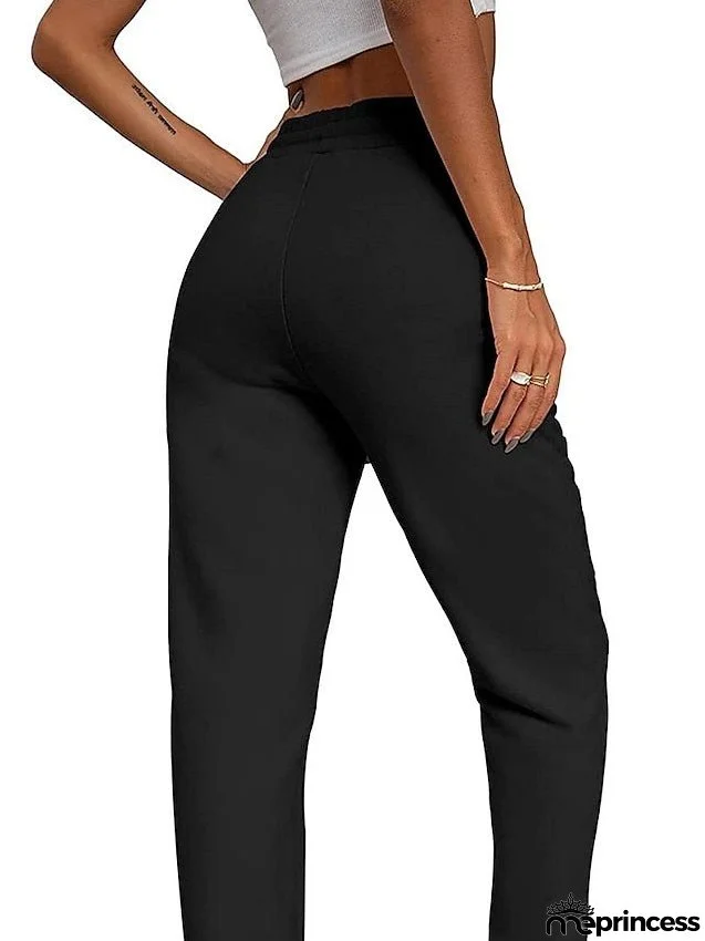 Women's Sweatpants Joggers Fleece Pants Fleece Lined Pink Grey Black Mid Waist Hip-hop Athleisure Leisure Sports