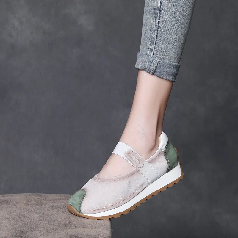 Yyvonne Layer Of Cowhilla Retro Color Mary Treasure Shoes Women 2025 Spring And Summer New Word With Flat Bottoms With Shallow Single Shoes