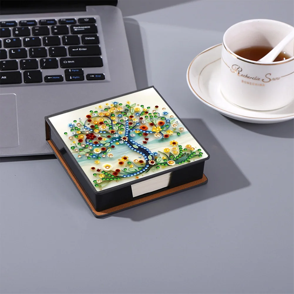 PU 5D Diamond Painting Kit Note Box DIY Diamond Art Notepad Box (Tree B)