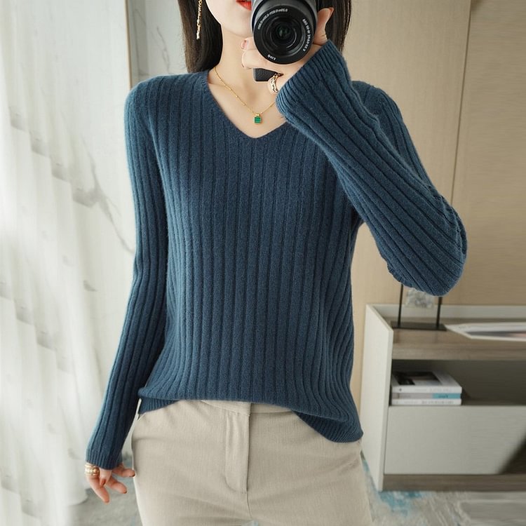 Cotton-Blend Casual Long Sleeve Sweater