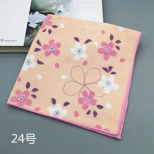 Handkerchiefs Women Kawaii Printing Simple Square Towel Pocket Elegant All-match Womens Leisure Female Cute Handkerchief Cotton