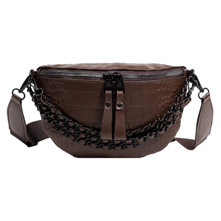 Fashion Alligator Leather Women Waist Bag Crossbody PU Phone Pack (Coffee)