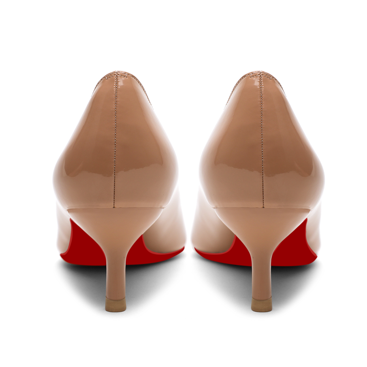 50mm Women's Low Heel Kittens Pointed Toe Red Bottom Casual Slip On Pumps-MERUMOTE