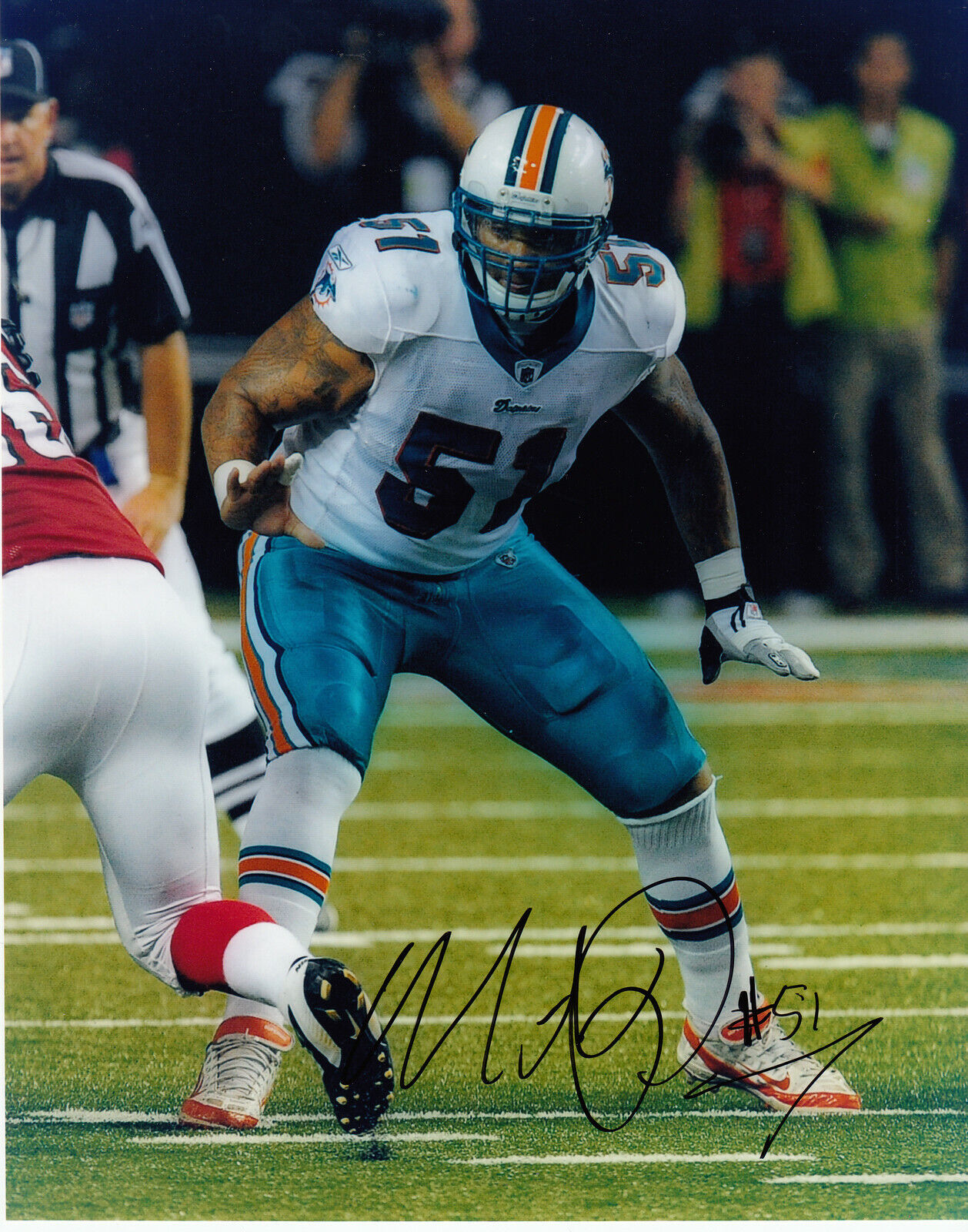 Mike Pouncy #0 8x10 Signed w/ COA Miami Dolphins 031019